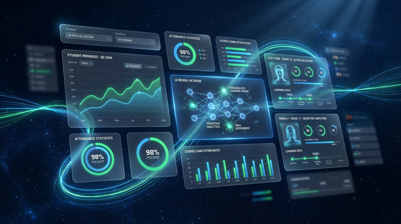 Cawandi AI dashboard showing student analytics, attendance monitoring, and performance insights